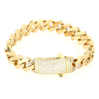 Cuban Bracelet 10kt YG CZ 23.6gr 8&quot; BR000379