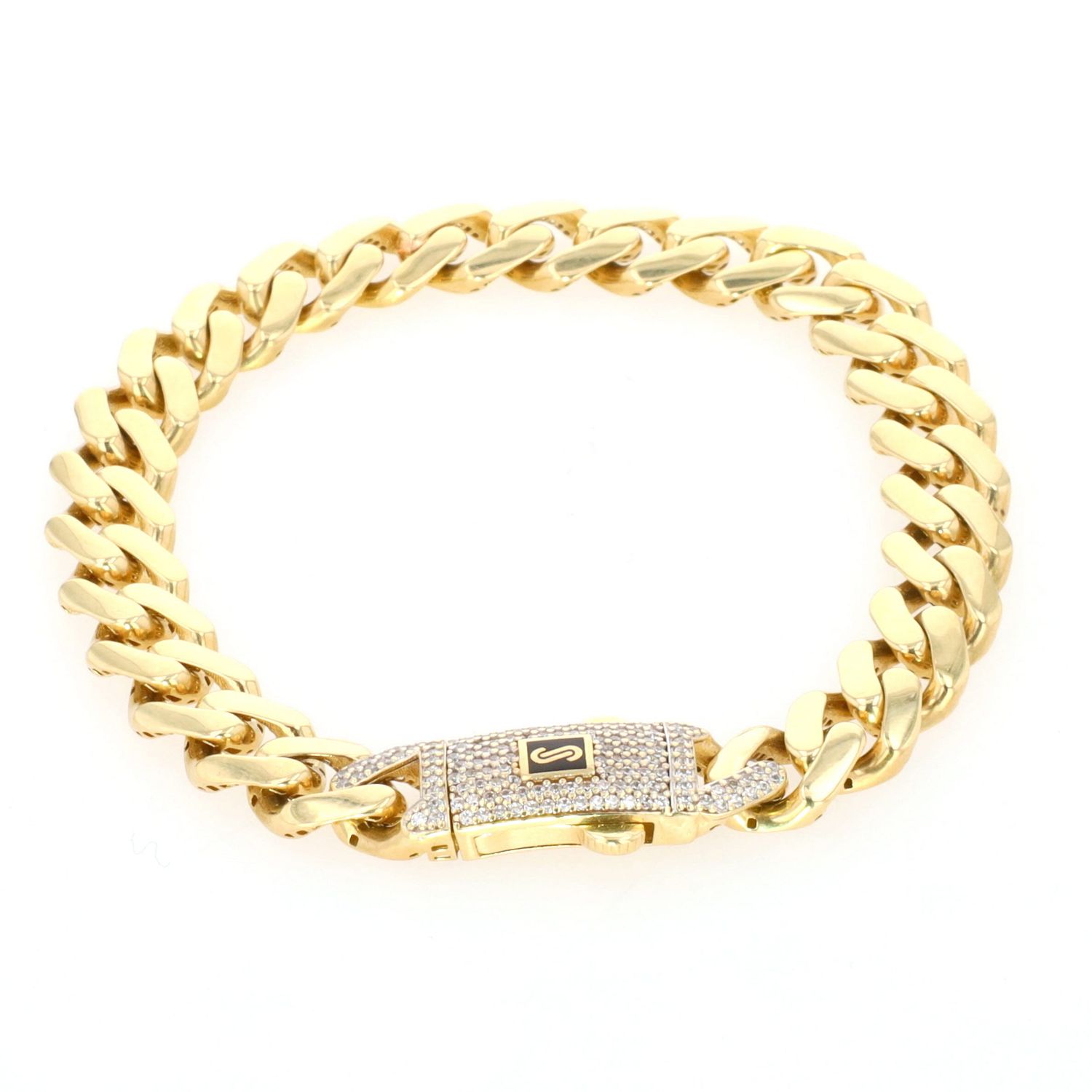 Cuban Bracelet 10kt YG CZ 10.9gr 8&quot; BR000380