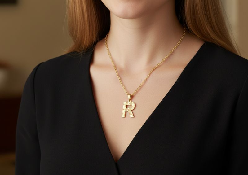 Letter R Pendant 10kt YG 1.3gr PN00130