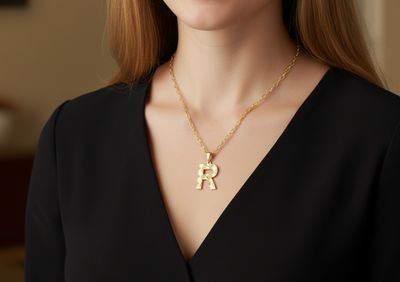 Letter R Pendant 10kt YG 1.3gr PN00130