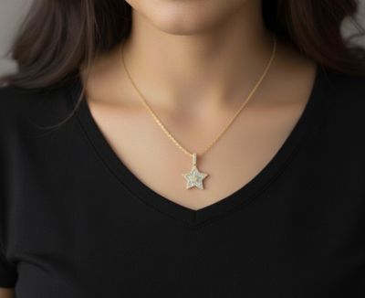Star Diamond Pendant 10kt YG 2.8gr NAT 0.75cttw Si-I GHI PN000939