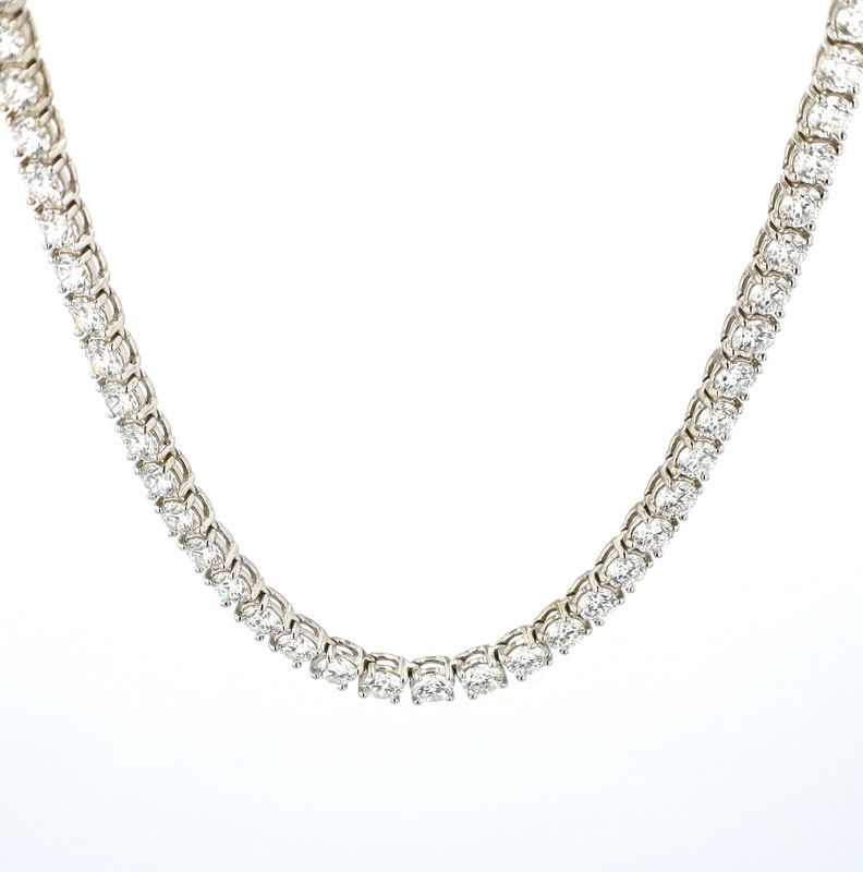 Diamond Boyz Tennis Necklace 14kt WG 18&quot; 3mm 27gr 14.45cttw VS-FG NE00130C