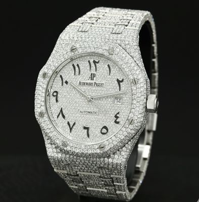 Audemars Piguet 39mm Arabic Dial Diamond Studded Dial 24.0cttw VS-SI, GH 132.60gr RF 15591 Serial No H50231 WA00170