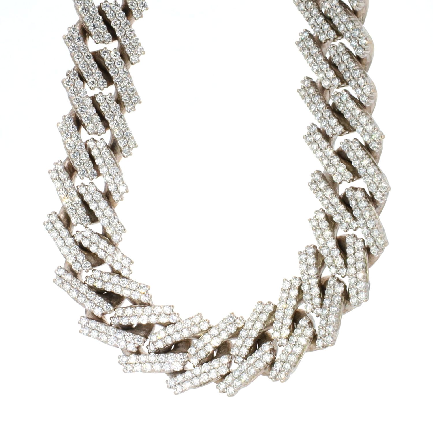 Frostbite Cuban Chain 10kt WG 267.8gr 14.75mm 24&quot; 41cttw Natural SI-1 / G-H-I 2072 Round Full Cut Diamonds CH000560C