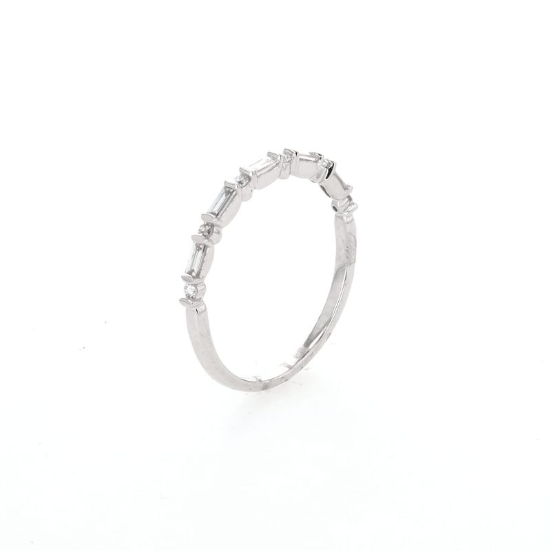 Baguette Round Stacker 14kt WG 1.16gr 6RD 5BD RN00234