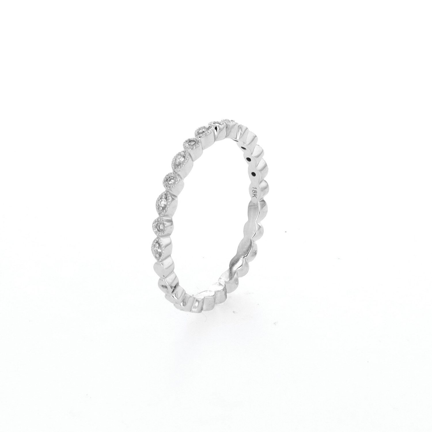 Diamond 18kt White Gold Ring Stacker 1.76gr 13RD  Size 6 RN00233