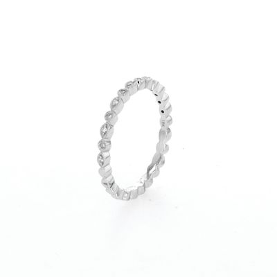 Diamond 18kt White Gold Ring Stacker 1.76gr 13RD  Size 6 RN00233