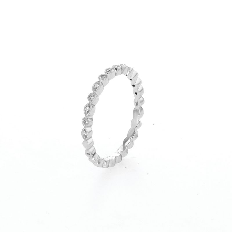 Diamond 18kt White Gold Ring Stacker 1.76gr 13RD  Size 6 RN00233