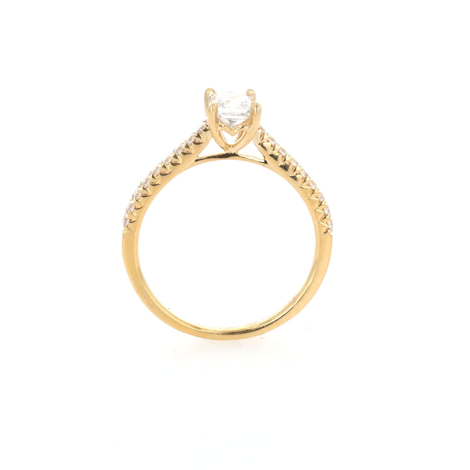 Princess Cut Engagement Ring 18kt YG 1.89gr 0.48ct VS Natural Center 0.20ct Band 18RD Size 6 RN00240