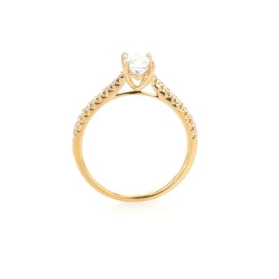 Princess Cut Engagement Ring 18kt YG 1.89gr 0.48ct VS Natural Center 0.20ct Band 18RD Size 6 RN00240