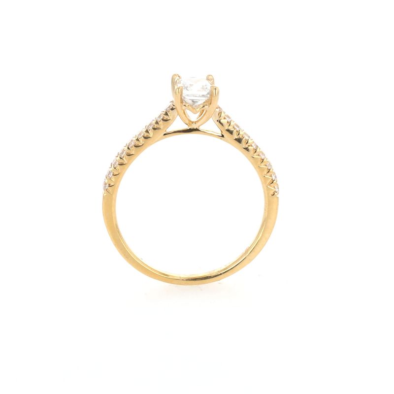 Princess Cut Engagement Ring 18kt YG 1.89gr 0.48ct VS Natural Center 0.20ct Band 18RD Size 6 RN00240