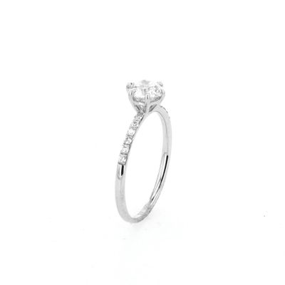 6 Prong Engagement Ring Natural Diamonds 0.64ct i1 I VG Centre 18kt WG 1.36gr 0.11ct band 0.75cttw Size 6 RN00170