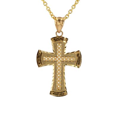 Fancy Cut Cross 10kt YG 1.6gr PN000818