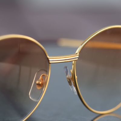 Cartier Vintage Trinity C Decor Round Glasses Gold Frames Gradient Brown Lenses SG000055