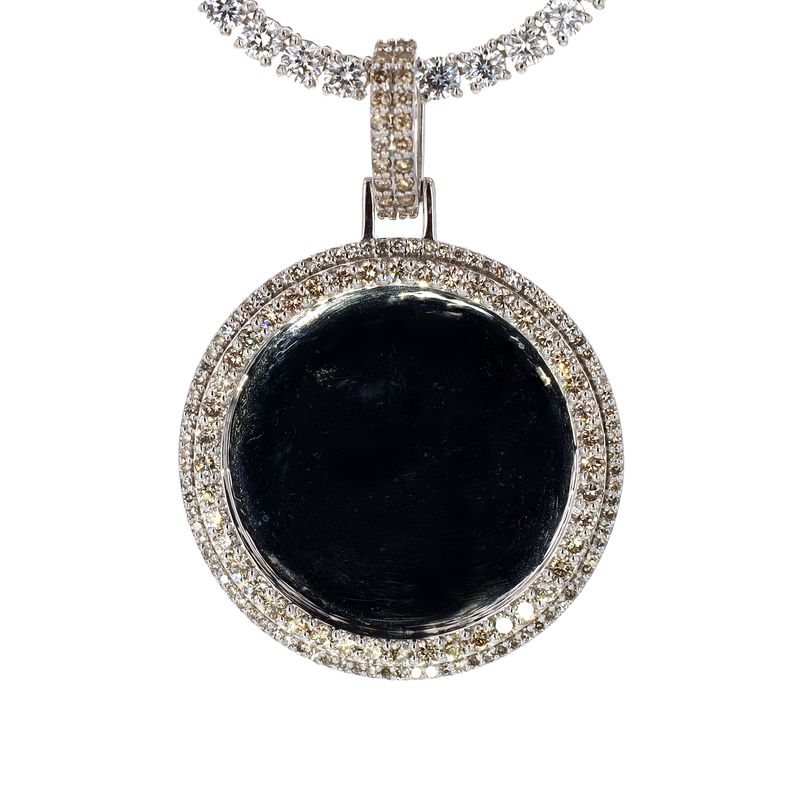 2-Layer Border Diamond Photo Frame Pendant 10K WG 7.1gr 1.45cttw SI-I GHI PN000932