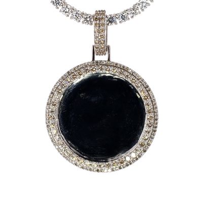 2-Layer Border Diamond Photo Frame Pendant 10K WG 7.1gr 1.45cttw SI-I GHI PN000932