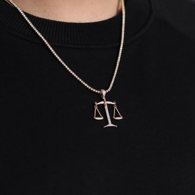Triple Beam Libra Symbol Pendant 10kt YG 4.5gr 0.27cttw SI-I GHI PN0001042