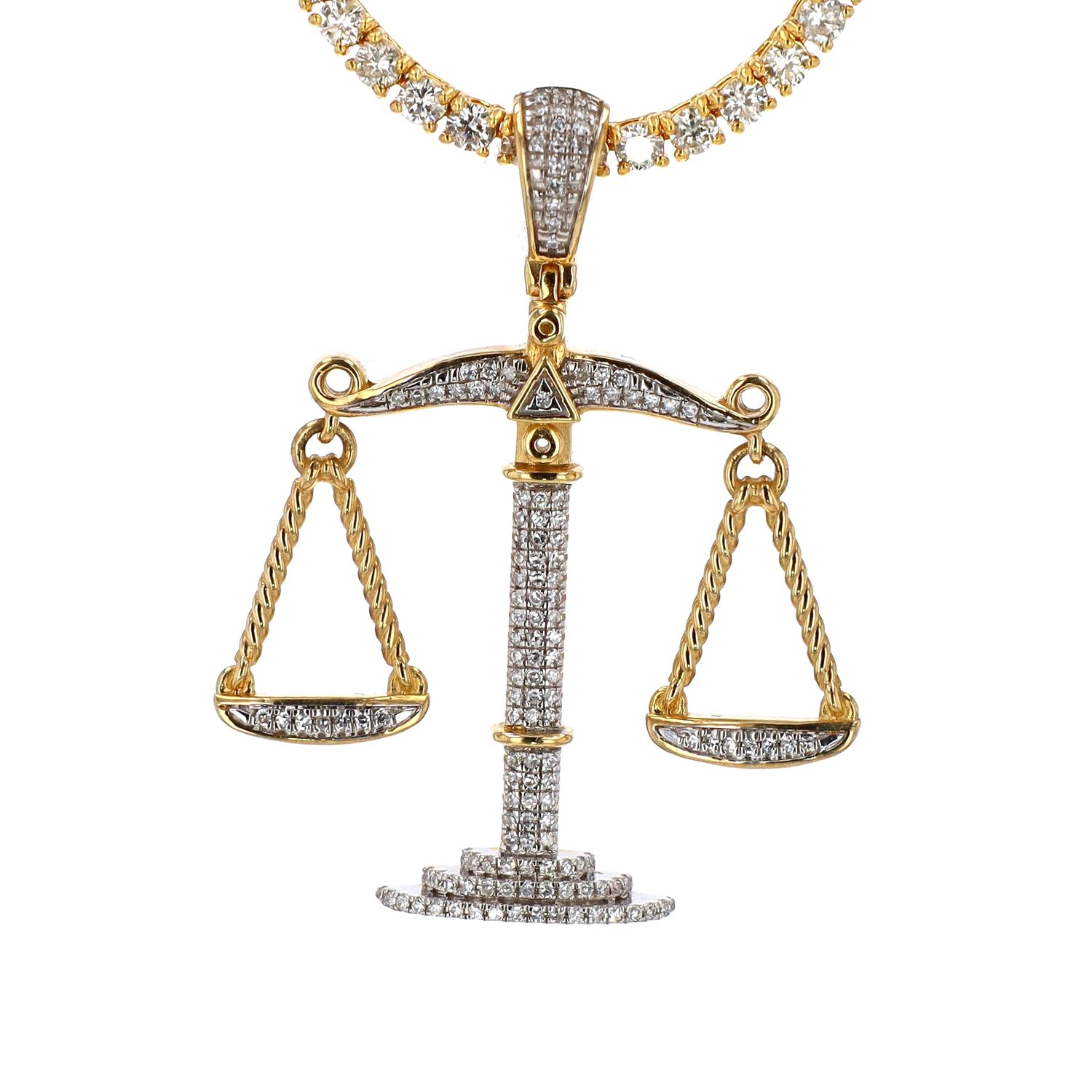 Triple Beam Libra Symbol Pendant 10kt YG 4.5gr 0.27cttw SI-I GHI PN0001042