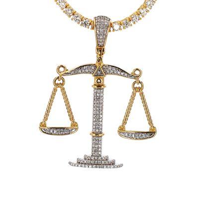 Triple Beam Libra Symbol Pendant 10kt YG 4.5gr 0.27cttw SI-I GHI PN0001042