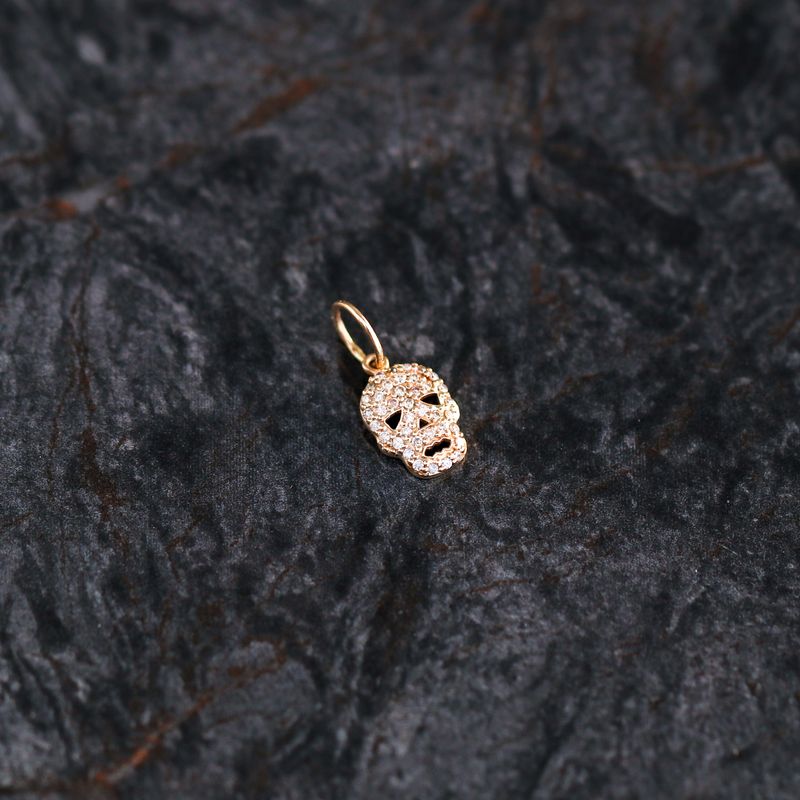 Small Skull Pendant 14kt YG 0.175cttw 0.6gr PN00134