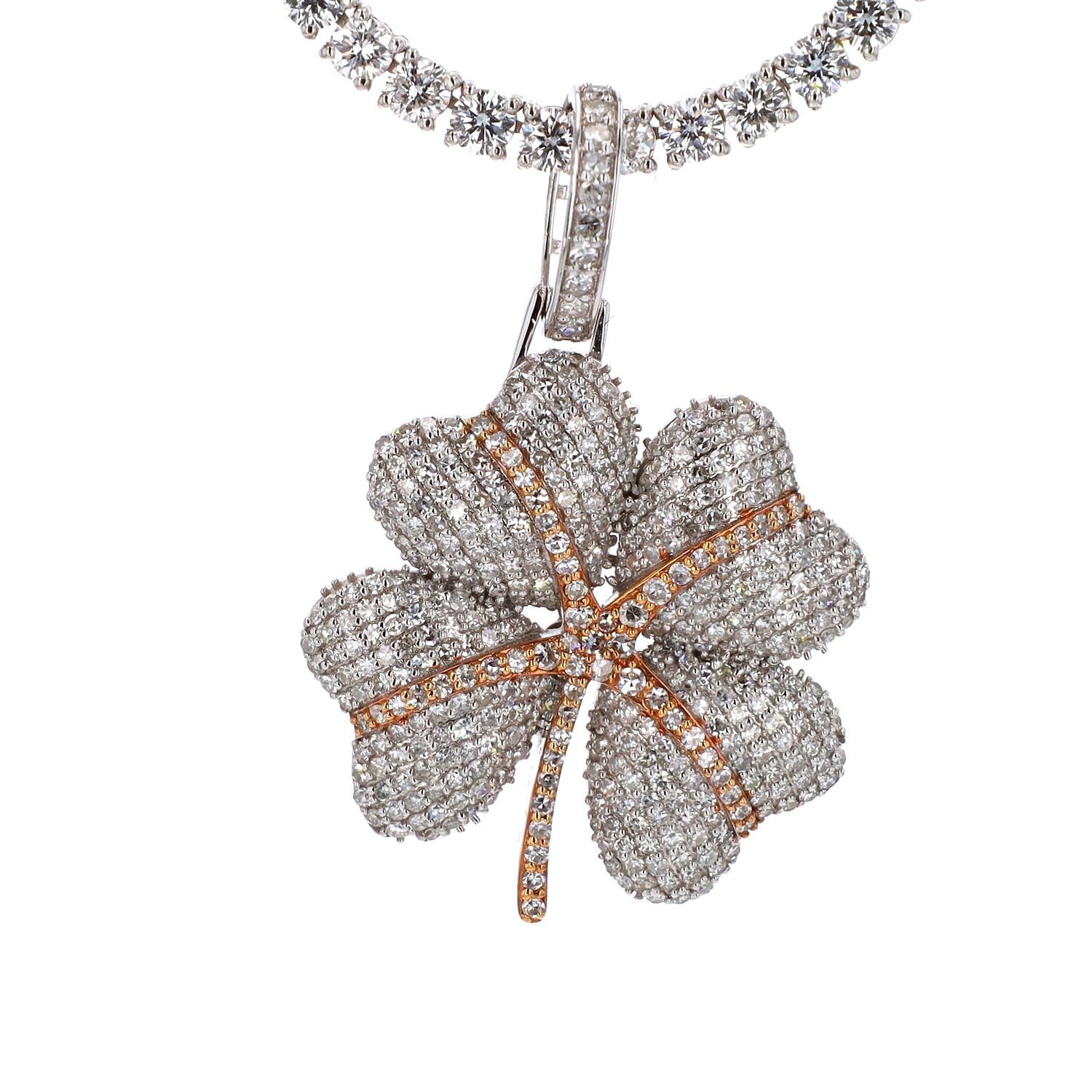 Diamond Clover Pendant 10kt WG SI-GH 1.65cttw PN00144