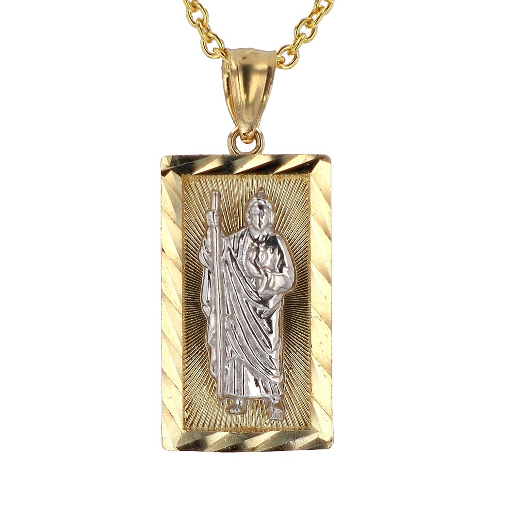 Sq Jesus Pendant 14kt YG/WG 3gr PN00181