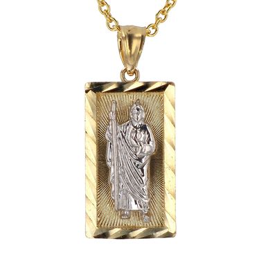 Sq Jesus Pendant 14kt YG/WG 3gr PN00181