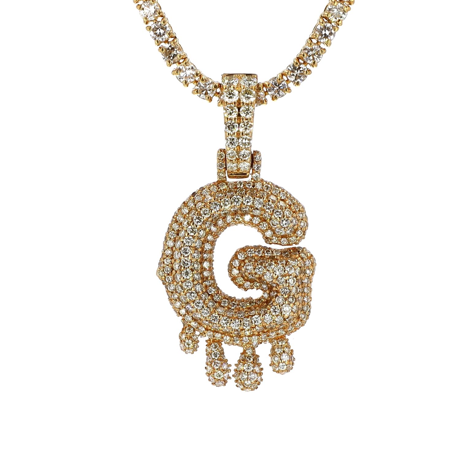 3D Letter G Diamond Pendant Drip Style 10kt YG 4.90gr 1.5ct plus PN00190