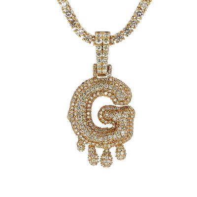 3D Letter G Diamond Pendant Drip Style 10kt YG 4.90gr 1.5ct plus PN00190