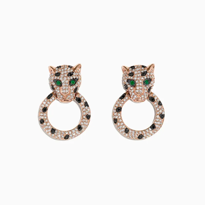 Effy Signature Panther Set 14kt RG 3.32cttw Diamond &amp; Emerald Set - Necklaces 1.75cttw Earrings 1.57cttw NE00131