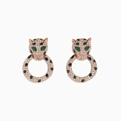 Effy Signature Panther Set 14kt RG 3.32cttw Diamond &amp; Emerald Set - Necklaces 1.75cttw Earrings 1.57cttw NE00131