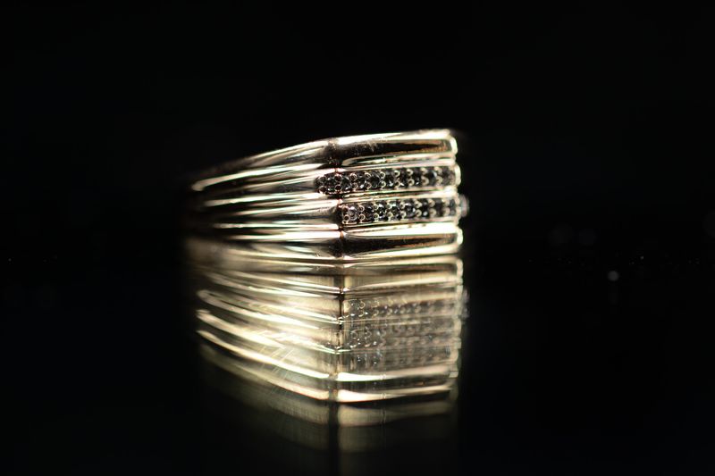 Double Row Mens Ring 10kt YG 6.4gr 0.18cttw Natural RN00231