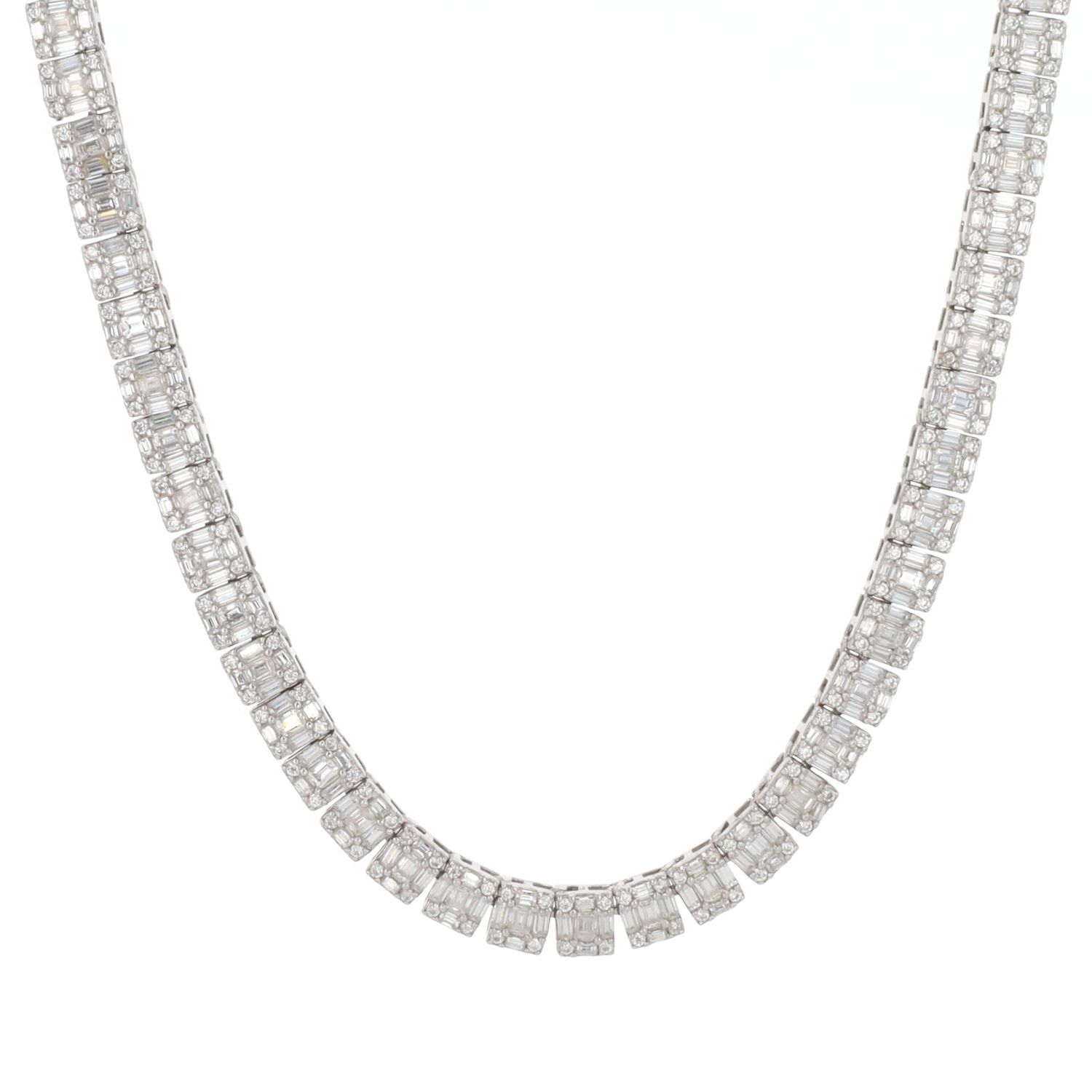 Baguette Tennis Moissanite Chain Sterling Silver 20" 14.75cttw VVS D Color CH000571