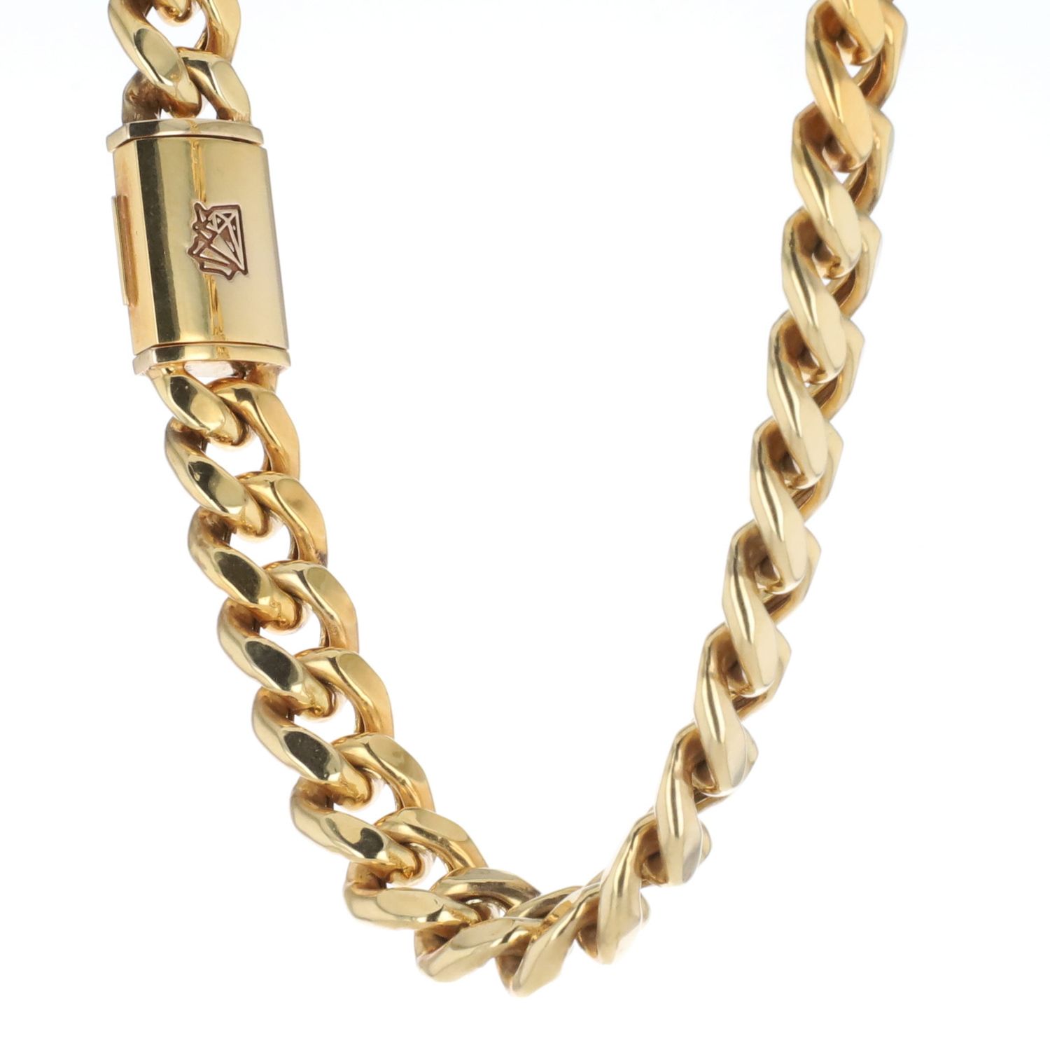 Semi Solid Cuban Chain Custom CDB Lock 10kt YG 60.9gr 11mm 24" CH000573