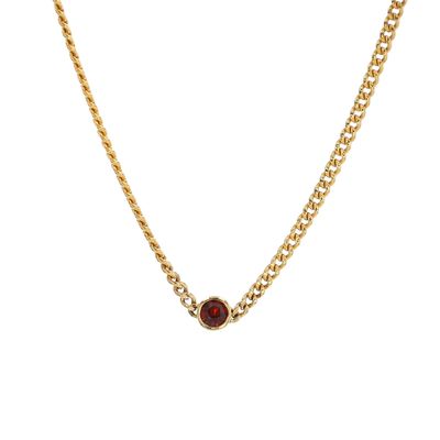 Custom Cashe Micro Cuban Diamond Cut Necklace Red Garnett 10kt YG 2.8gr 1.8mm 15"-18" NE00134