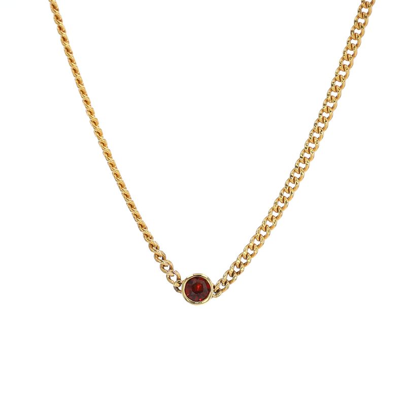 Custom Cashe Micro Cuban Diamond Cut Necklace Red Garnett 10kt YG 2.8gr 1.8mm 15"-18" NE00134