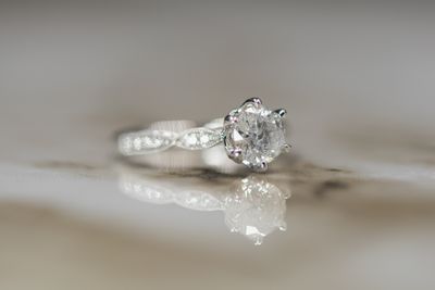 6 Prong Engagement Ring 18kt WG 3gr 1ct Natural 0.13ct Band 12RD Size 6 RN00239