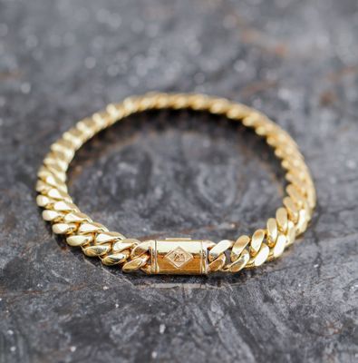 CDB Semi Solid Cuban Bracelet 10kt YG 12.88gr 8" 7.5mm BR000384