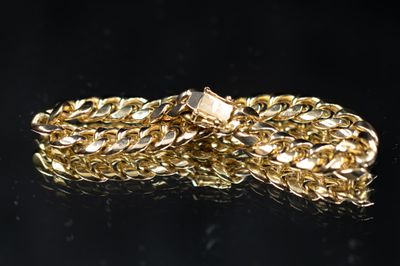 Semi Solid Cuban Bracelet 10KT Yellow Gold 16.35grams 7.5" BR000406