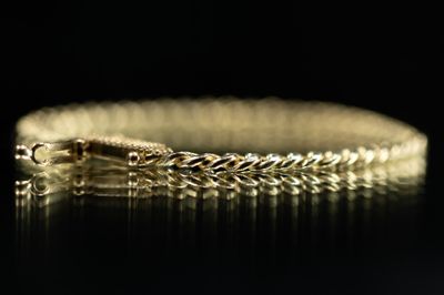 Ladies Semi Solid Cuban Bracelet 10kt Yellow Gold diamond lock 6" 3.95grams 3.85mm BR000407