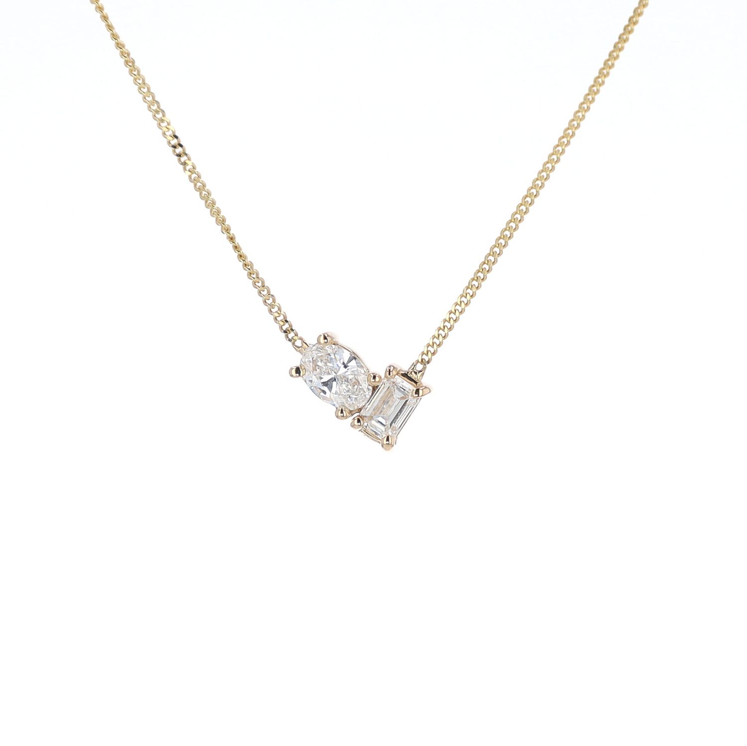 Oval/Emerald Cut Necklace 10K YG 1.25gr LAB 0.30cttw 18" NE00137