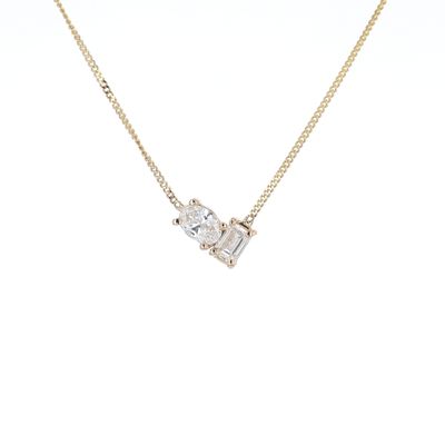 Oval/Emerald Cut Necklace 10K YG 1.25gr LAB 0.30cttw 18" NE00137