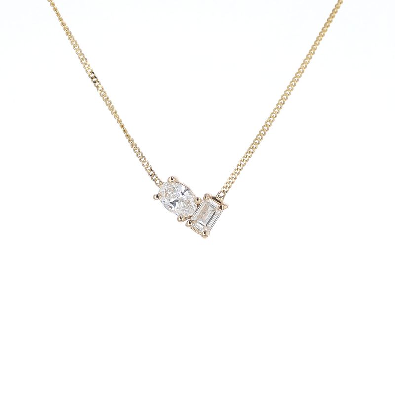 Oval/Emerald Cut Necklace 10K YG 1.25gr LAB 0.30cttw 18" NE00137