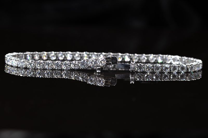 Diamond Tennis Bracelet 14kt WG 10.14gr 7" 7.01cttw LAB VS+ BR000415