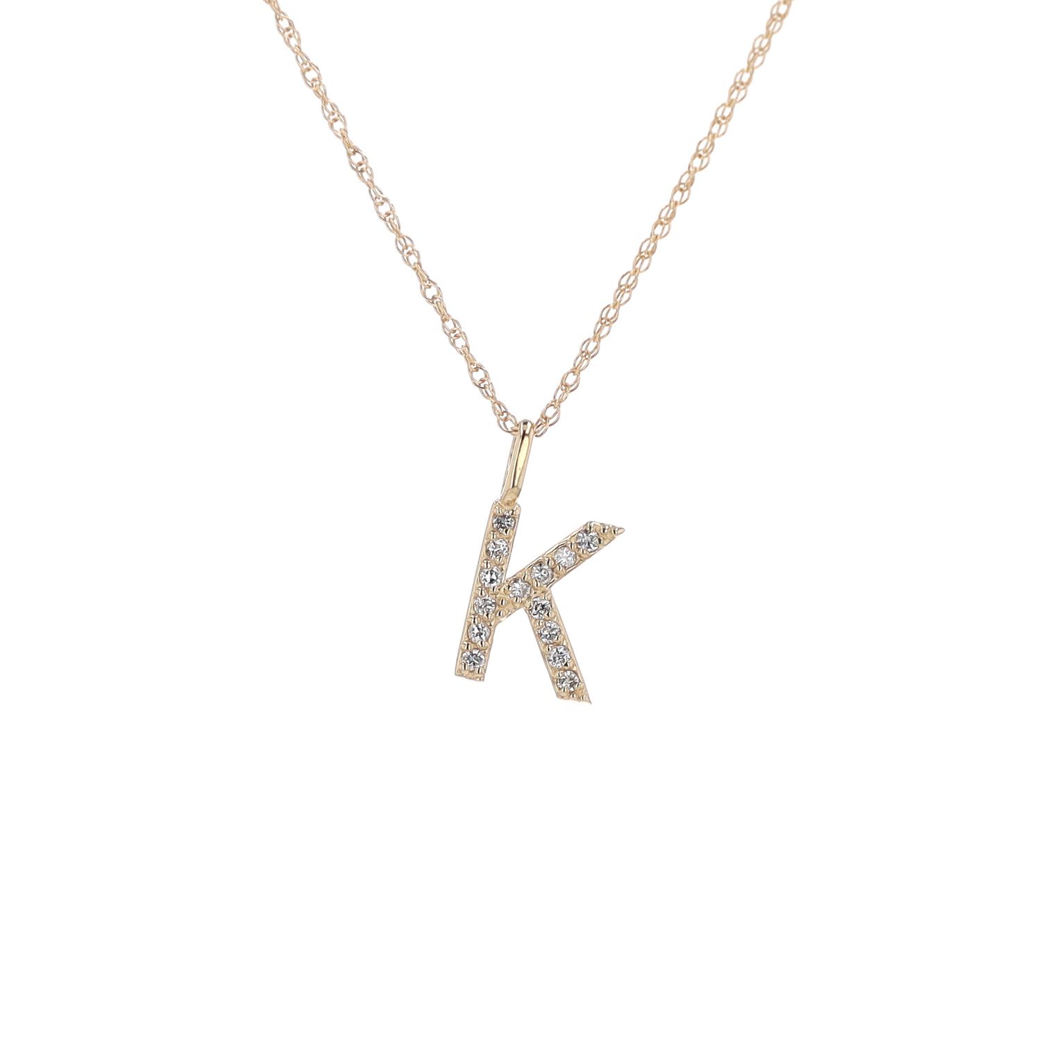 Letter K Pendant 14kt Yellow Gold 0.33gr Lab VVS PN00214