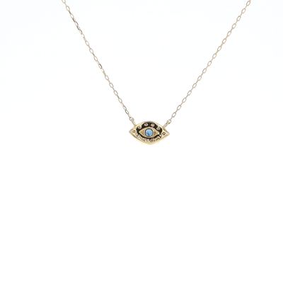 Sapphire Evil Eye Necklace 18k Yellow Gold 16" 0.75grams Natural Diamond NE00139