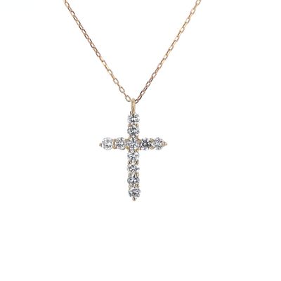Cross Necklace 18K Yellow Gold 1.3gr 18" Natural VS 11PC NE00140