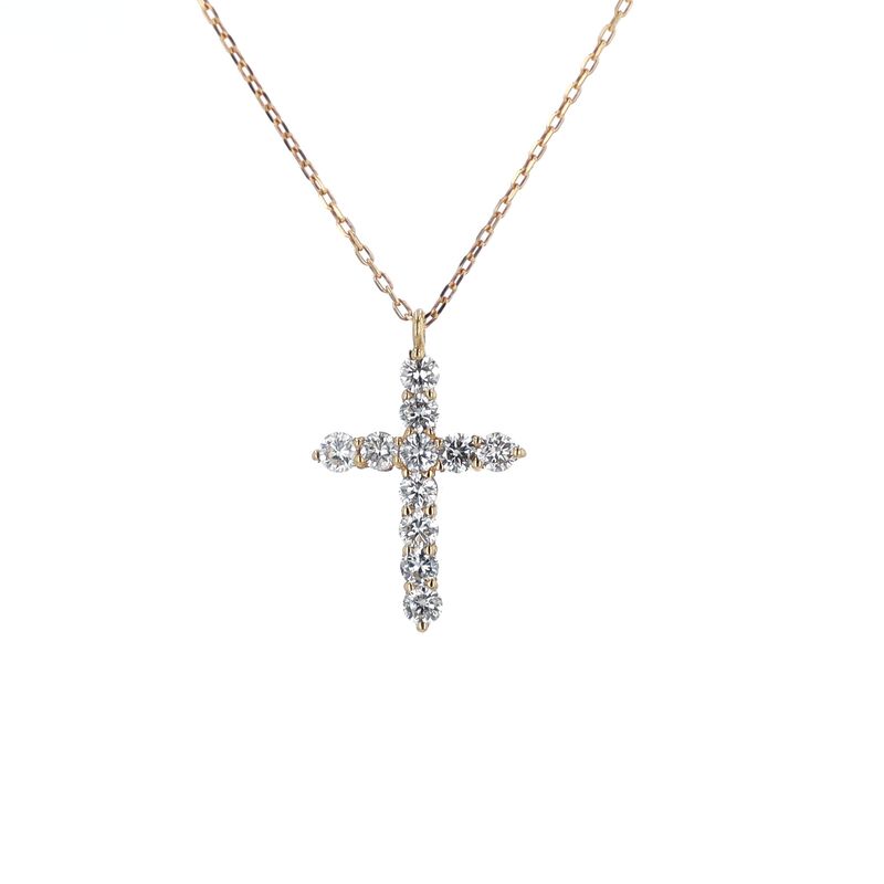 Cross Necklace 18K Yellow Gold 1.3gr 18" Natural VS 11PC NE00140