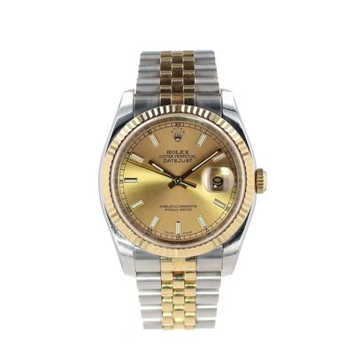 Rolex Datejust 36mm 2 Tone Champagne Dial Jubilee Bracelet Yellow Gold / Stainless Steel Model:116233 WA00191