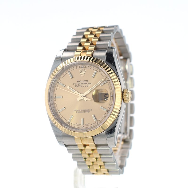 Rolex Datejust 36mm 2 Tone Champagne Dial Jubilee Bracelet Yellow Gold / Stainless Steel Model:116233 WA00191